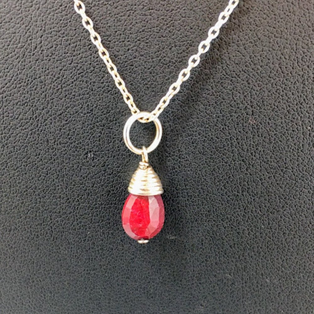 Stella & Dot Sterling Silver Ruby Gemstone Pendan… - image 3